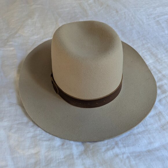 Wyeth 100% Australian Wool Taupe Felt Cowboy Hat - Picture 11 of 11